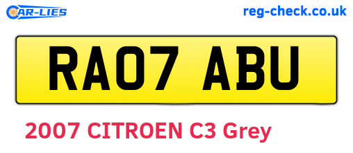 RA07ABU are the vehicle registration plates.