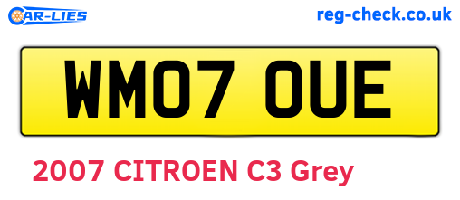 WM07OUE are the vehicle registration plates.