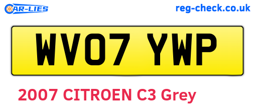 WV07YWP are the vehicle registration plates.