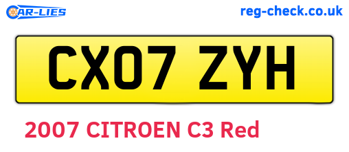 CX07ZYH are the vehicle registration plates.