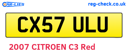 CX57ULU are the vehicle registration plates.
