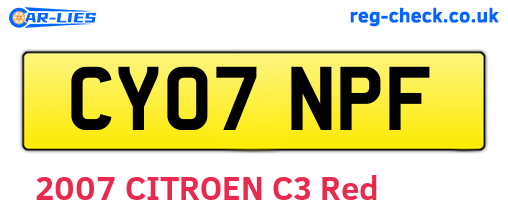 CY07NPF are the vehicle registration plates.