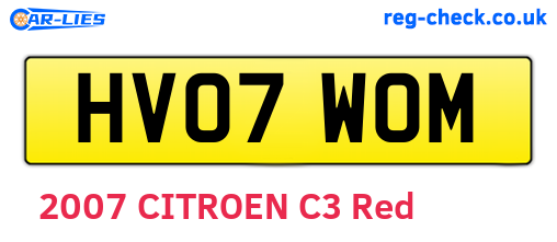HV07WOM are the vehicle registration plates.