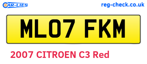 ML07FKM are the vehicle registration plates.