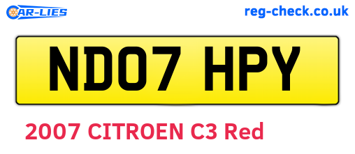 ND07HPY are the vehicle registration plates.