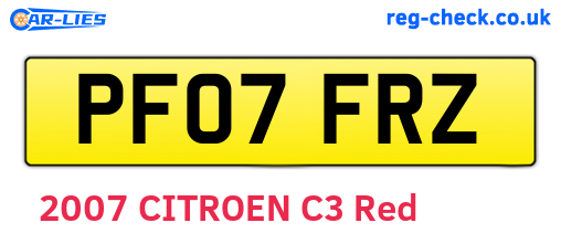 PF07FRZ are the vehicle registration plates.