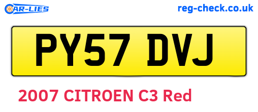 PY57DVJ are the vehicle registration plates.