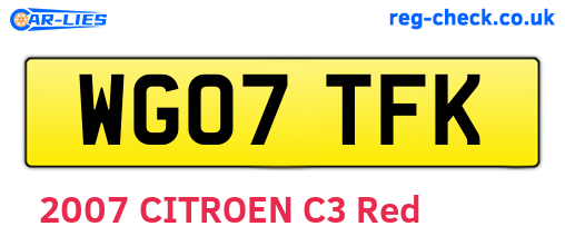 WG07TFK are the vehicle registration plates.
