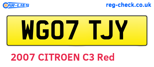 WG07TJY are the vehicle registration plates.