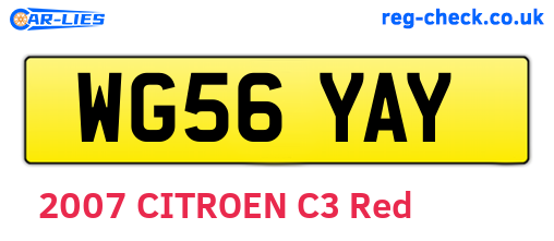 WG56YAY are the vehicle registration plates.