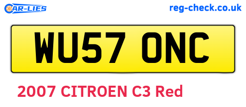 WU57ONC are the vehicle registration plates.