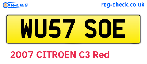 WU57SOE are the vehicle registration plates.