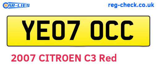 YE07OCC are the vehicle registration plates.