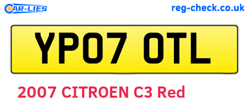 YP07OTL are the vehicle registration plates.