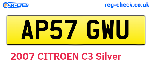 AP57GWU are the vehicle registration plates.