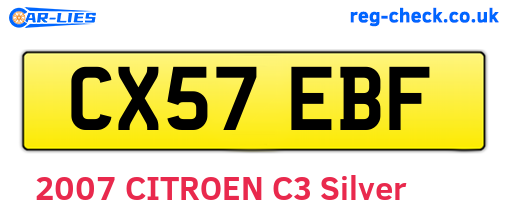 CX57EBF are the vehicle registration plates.