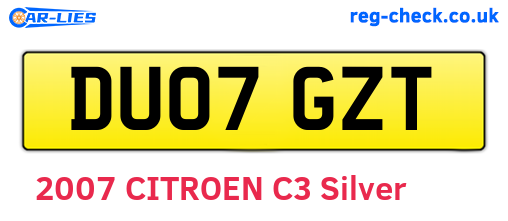 DU07GZT are the vehicle registration plates.
