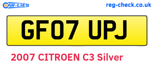 GF07UPJ are the vehicle registration plates.