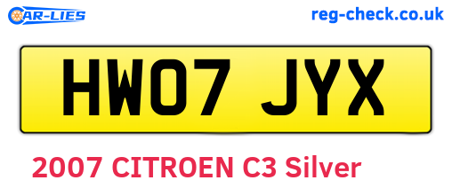 HW07JYX are the vehicle registration plates.