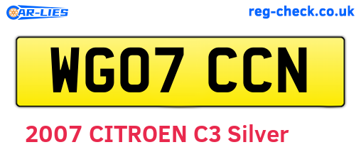 WG07CCN are the vehicle registration plates.