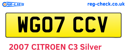 WG07CCV are the vehicle registration plates.