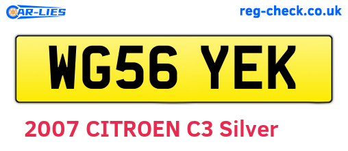 WG56YEK are the vehicle registration plates.