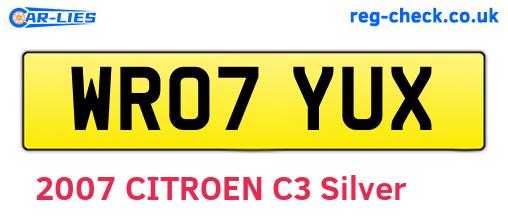 WR07YUX are the vehicle registration plates.