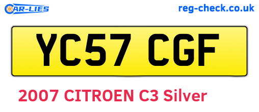 YC57CGF are the vehicle registration plates.
