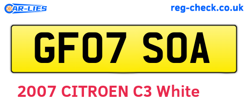 GF07SOA are the vehicle registration plates.