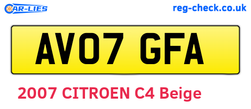 AV07GFA are the vehicle registration plates.