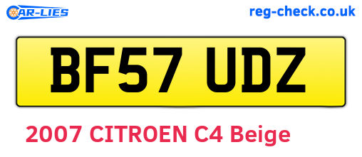 BF57UDZ are the vehicle registration plates.