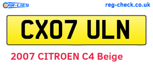 CX07ULN are the vehicle registration plates.