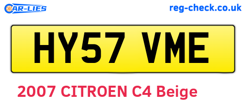 HY57VME are the vehicle registration plates.