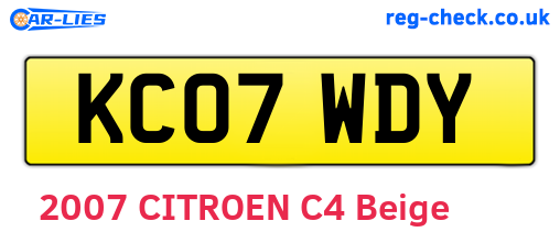 KC07WDY are the vehicle registration plates.