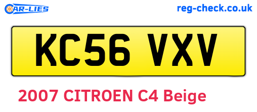 KC56VXV are the vehicle registration plates.