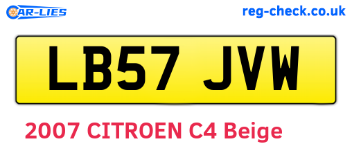 LB57JVW are the vehicle registration plates.
