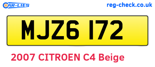 MJZ6172 are the vehicle registration plates.
