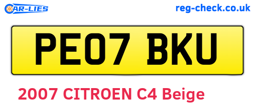 PE07BKU are the vehicle registration plates.