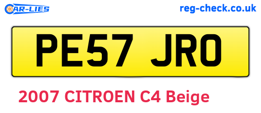 PE57JRO are the vehicle registration plates.