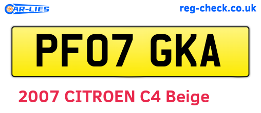 PF07GKA are the vehicle registration plates.