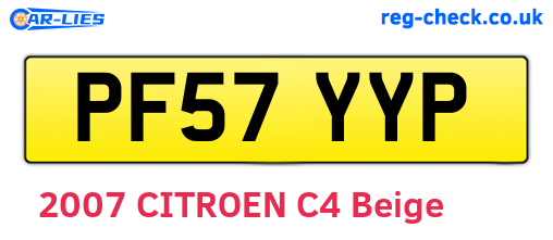 PF57YYP are the vehicle registration plates.