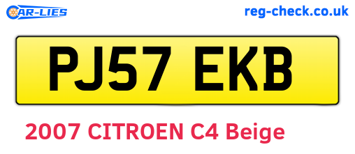 PJ57EKB are the vehicle registration plates.