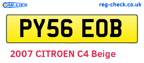 PY56EOB are the vehicle registration plates.