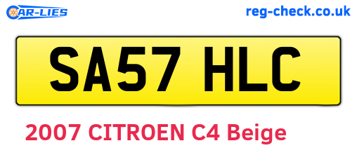 SA57HLC are the vehicle registration plates.