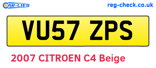 VU57ZPS are the vehicle registration plates.