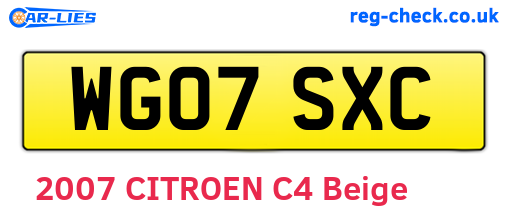 WG07SXC are the vehicle registration plates.