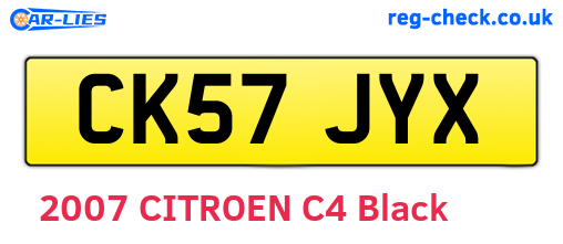 CK57JYX are the vehicle registration plates.