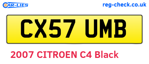 CX57UMB are the vehicle registration plates.