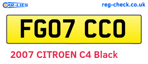 FG07CCO are the vehicle registration plates.