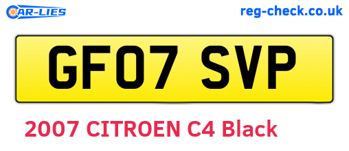 GF07SVP are the vehicle registration plates.